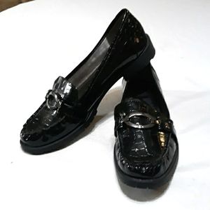 Never wore!  Anne Klein Chunky Black Alligator Patent Leather Loafers sz 10